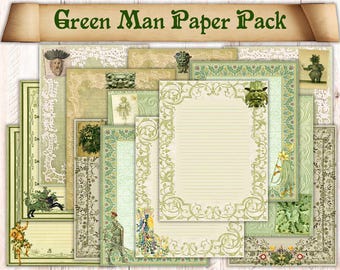 Paquete de papeles Vintage Green Man (Descarga imprimible)