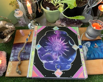 Universe Themed Book of Shadows / Astrology Spellbook / Vintage Astronomy Journal / Galaxy Diary / Celestial Sun Moon Grimoire / Binder