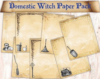 20 Seiten Häusliches Hexenbuch der Schatten. Cottage Witchy Download. Vintage Home & Hearth Zauberbuch Illustrationen. Druckbares Paket