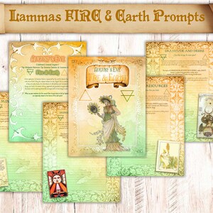 Wheel Of The Year Lammas Book Of Shadows Pages. Fire & Earth Element Prompts. Lughnasadh Journaling Pages. Printable Grimoire Junk Journal