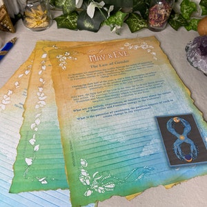Wheel Of The Year Beltane Book Of Shadows Pages. May's Eve Journaling Prompt Kit. Antique Vintage Grimoire Paper. Junk Journal Sheets. image 3