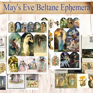 45 Wydrukowanych Pamiętników Beltane Dla Sabatów Czarodziejstwa Grimoire, Księgi Cieni lub Księgi Zaklęć Z Ilustracjami Wiosny Vintage