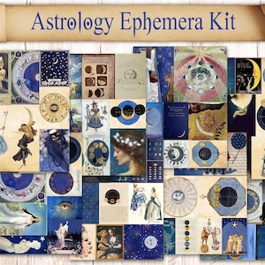 74 Printable Astrology Junk Journaling Ephemera For Witchcraft Grimoire, Book Of Shadows or Spell Book. W/ Vintage Astronomy Illustrations