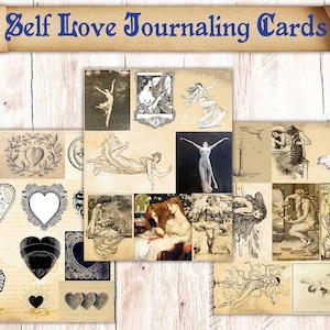 27 Coisas efêmeras do Self Love Junk Journal para impressão. Ilustrações de feitiços de autocuidado para Grimório / Livro das Sombras / Livro de feitiços. Cartões de registro no diário