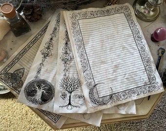12 Pages Book of Shadows Pages / BOS Binder Refill Pages / Vintage Witchcraft Symbols Spellbook Sheets / Celtic Knot Wiccan Stationary Paper