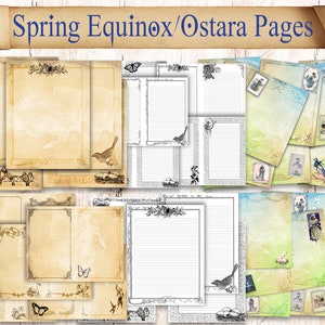 120 Digital Spring Themed Book of Shadows Printable Pages. Summer Garden Witchcraft paper pack download. Nature grimoire journal sheets. image 1