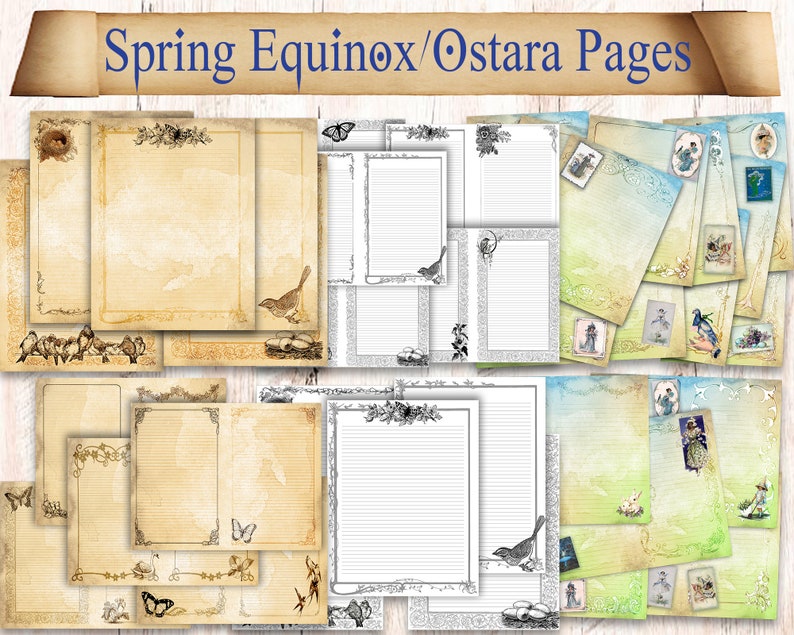 120 Digital Spring Themed Book of Shadows Printable Pages. Summer Garden Witchcraft paper pack download. Nature grimoire journal sheets. image 1