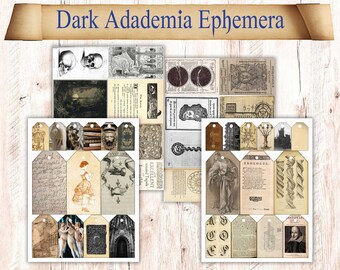 38 Efímeras imprimibles de diario basura de la Academia Oscura para su grimorio de brujería, libro de sombras o libro de hechizos con arte de libro oculto vintage