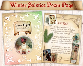 Winter Solstice Poem Page: Yule Sabbat Grimoire Sheet (PDF Download)
