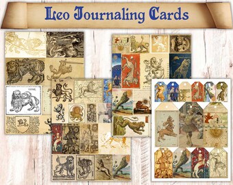 51 Printable Leo Zodiac Themed Junk Journal Ephemera. Astrology Journaling Cards Illustrations  For Grimoire/ Book Of Shadows/ Spell Book