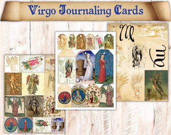 35 Printable Virgo Zodiac Themed Junk Journal Ephemera. Astrology Journaling Cards Illustrations  For Grimoire/ Book Of Shadows/ Spell Book