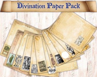 Libro de las Sombras para Adivinación (50 páginas). Recambios para cuaderno de bruja (descarga). Ilustraciones para libro de hechizos de adivinación. Paquete de papel imprimible.