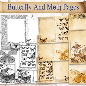 80 Digital Butterfly Book of Shadows Printable Pages. Moth witchcraft spellbook paper pack download. Blank witch grimoire journal sheets