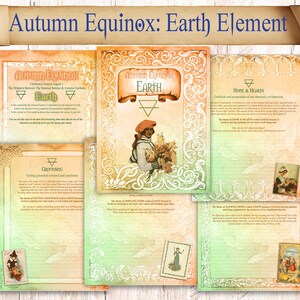 Wheel Of The Year Mabon Book Of Shadows Pages. Earth Element Prompts. Autumn Equinox Journaling Pages. Printable Grimoire Junk Journal