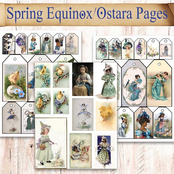 28 Printable Ostara Journaling Ephemera For Ur Witchcraft Sabbats Grimoire, Book Of Shadows or Spell Book With Vintage Spring Illustrations