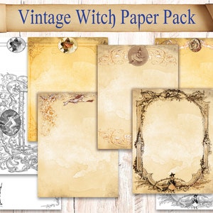 40 Witchy Book of Shadows Printable Pages. Pagan symbols. Witchcraft spellbook paper pack download. Vintage Witches grimoire journal sheets