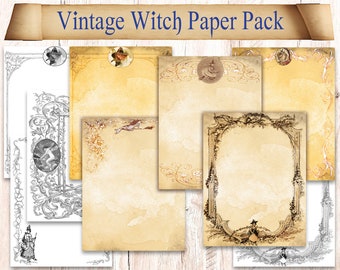 40 Witchy Book of Shadows Printable Pages. Pagan symbols. Witchcraft spellbook paper pack download. Vintage Witches grimoire journal sheets