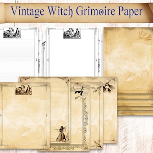 100 Digital Pages of Witchy Book of Shadows Paper / Binder Refill Pages / Vintage Witchcraft  Spellbook Illustrations / Printable Paper Pack