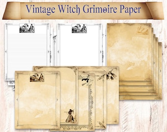 100 Digital Pages of Witchy Book of Shadows Paper / Binder Refill Pages / Vintage Witchcraft  Spellbook Illustrations / Printable Paper Pack