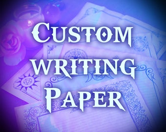 Custom Writing Paper Set. Choose Your Personalized Page Design Theme With Vintage Illustrations. Choose Your Colors On Stained Writing Paper