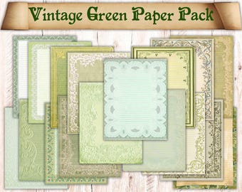 70 Printable Papers  (Vintage Green)