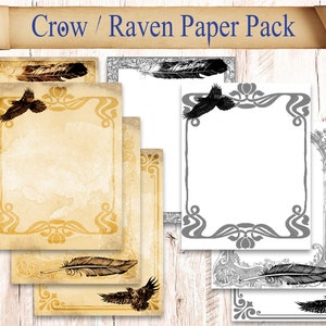 40 Digital Crow Book of Shadows Printable Pages. Raven witchcraft spellbook paper pack download. Blank nature witch grimoire journal sheets.