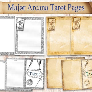 Tarot Journal Pages For Book of Shadows Binder. Ryder Waite Smith Oracle Cards Deck Printable Download. Major Arcana Grimoire Sheets Set.