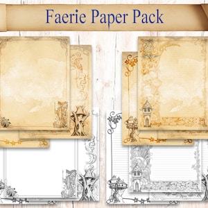 200 Pages of Fairy Book of Shadows Paper / Binder Refill Pages Download / Vintage Faerie Spellbook Illustrations / Fae Printable Paper Pack