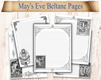 20 Spring Witch Book of Shadows Sheets. Seasonal Pagan Journal Pages. Beltane Grimoire Paper W/ Vintage Witchcraft Spellbook Illustrations