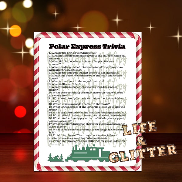 Polar Express Trivia Christmas Movie Trivia Game family game night ugly sweater holiday party christmas decorations holiday party game