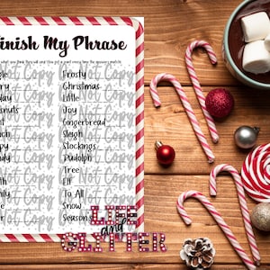 Christmas Finish My Phrase, Christmas Party Game, Children&#39;s game, adult party game, Christmas game, virtual Christmas party, Zoom game
