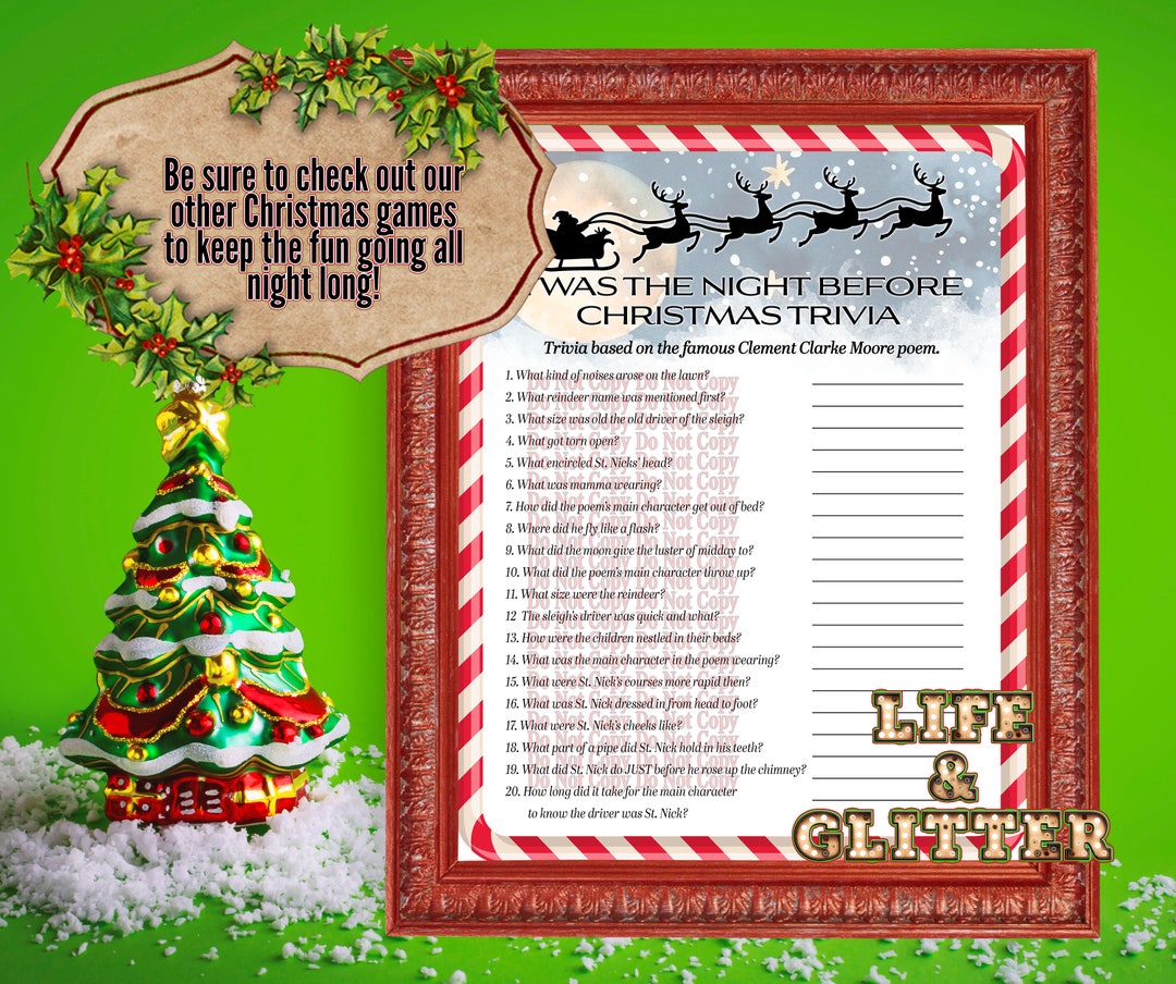 Twas the Night Before Christmas Trivia Game With Answers, Christmas