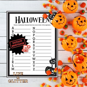 Halloween Basic Boarder A to Z, Zoom Halloween, group game, family friendly holidays, games for kids, games for adults