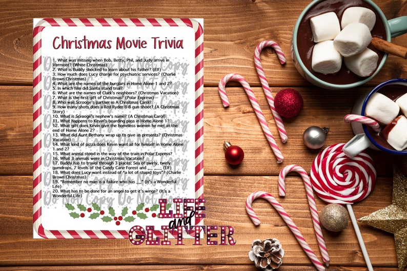 Christmas MOVIE Trivia Game 1st Installment Home Alone Elf Etsy