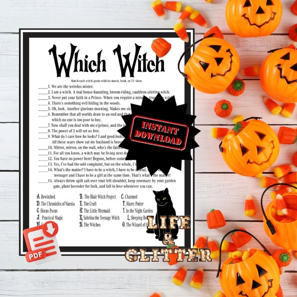 Which Witch Halloween Party Game, Halloween Movies, Halloween TV, Halloween Books, Spooky, Horror movies, horror TV, horror books, witches
