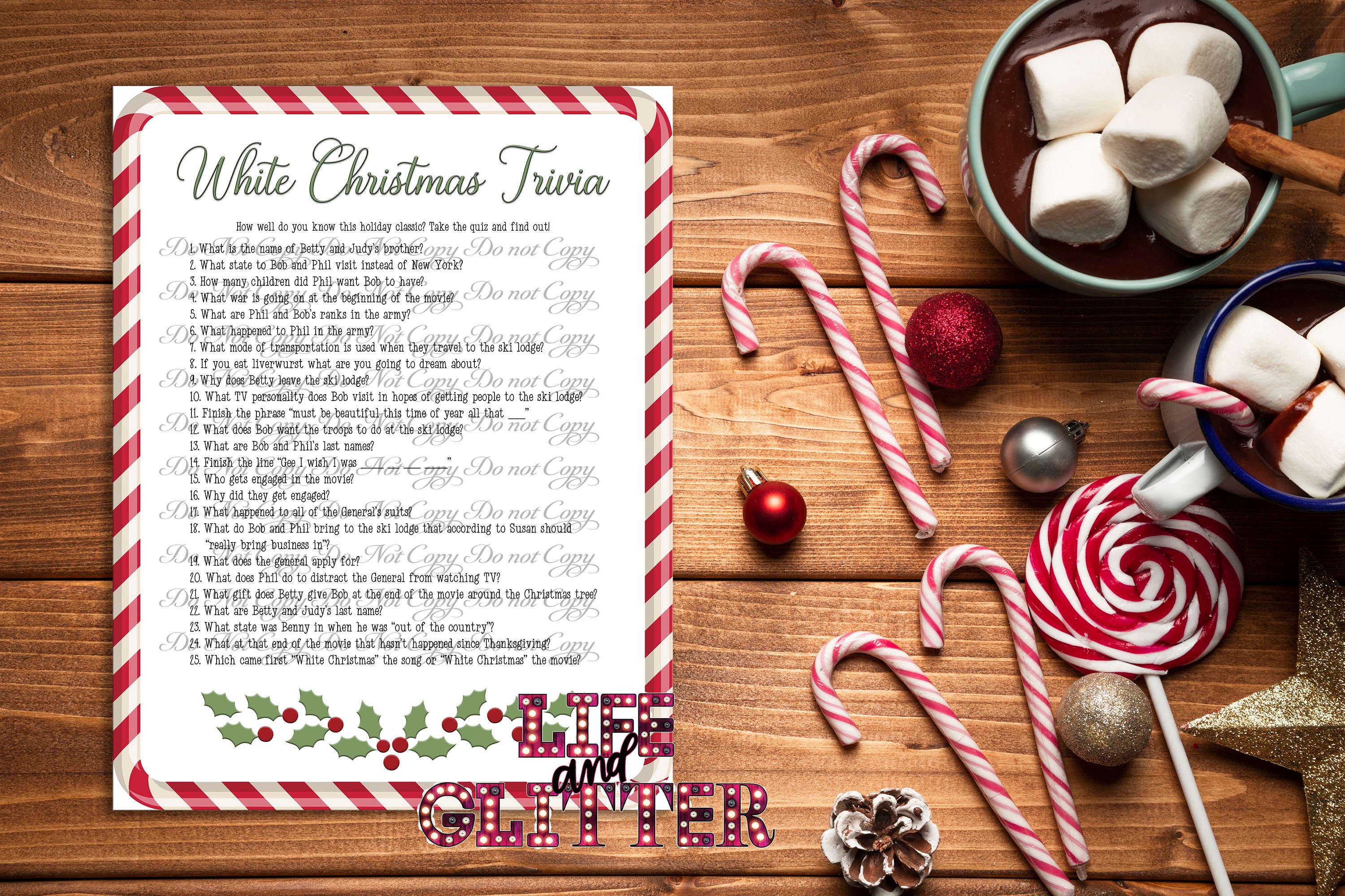 Printable White Christmas Movie Trivia Christmas Party Game Etsy