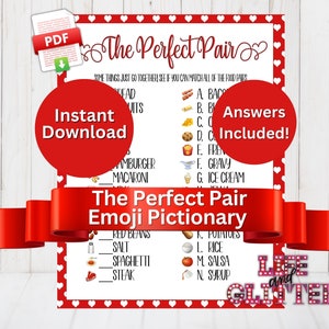 The Perfect Pair Emoji Match Game, Valentine&#39;s Day Party Game, couples, valentines, galentines bachelorette party games, wedding games