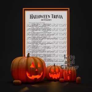 Halloween Trivia 3rd Installment, Halloween game, adult game, kids game, Autumn, Fall, Movie Trivia, Halloween Party Game