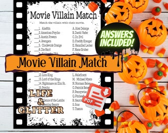 Halloween Movie Villain Match Game (Answers Included) (Digital Download)