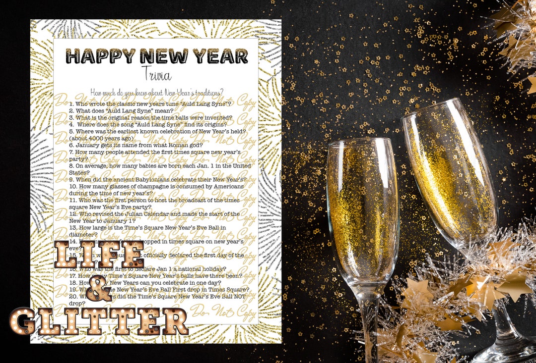 Happy New Year 2024 Trivia, New Year Trivia, New Year's Eve Game, New