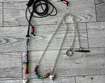 Necklace, Recycled Knitting Needles with Heart