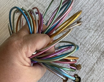 Bracelets, set of 6, Pastel colors: Recycled Knitting Needle Bangles