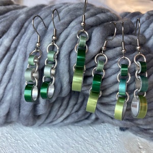 Earrings, Recycled Knitting Needles, Hand Made, "3-Loop"