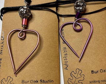 Necklace, Recycled Knitting Needles, adjustable, stitch markers, progress keepers, handmade