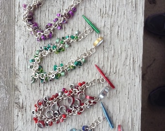 Bracelet, Recycled Knitting Needles & Glass Beads "Not So Simple"