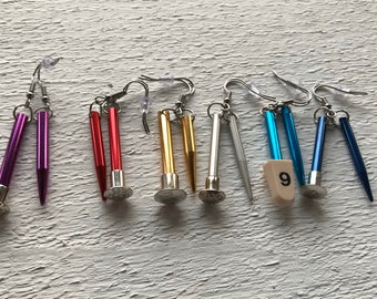 Earrings from Knitting Needles, 1.5" length, Handmade, Recycled
