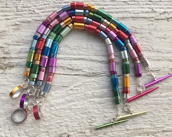 knitting needle jewelry bracelet- Long Bead
