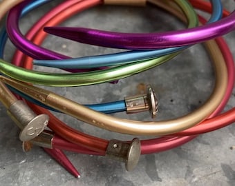 Bracelets, Rainbow set of 6: Recycled Knitting Needle Bangles