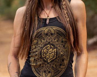 The Veil Organic Bamboo Tank top ~ Flower Of Life Shirt ~ Metatron's Cube ~ Psychedelic Shirt ~ Sacred Geometry ~ Psychedelic ~ Yoga
