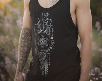 Atlas Map ~ Organic Cotton Bamboo Tank Top ~ Sacred Geometry Shirt Tank Top ~ Geometric Tank top ~ Spiritual shirt ~ Meditation Yoga T shirt